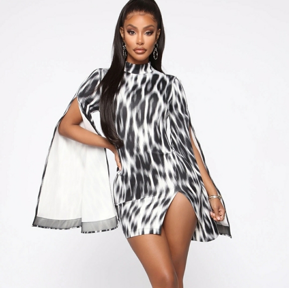 Jagger Tie Dye Mini Dress - Black/White